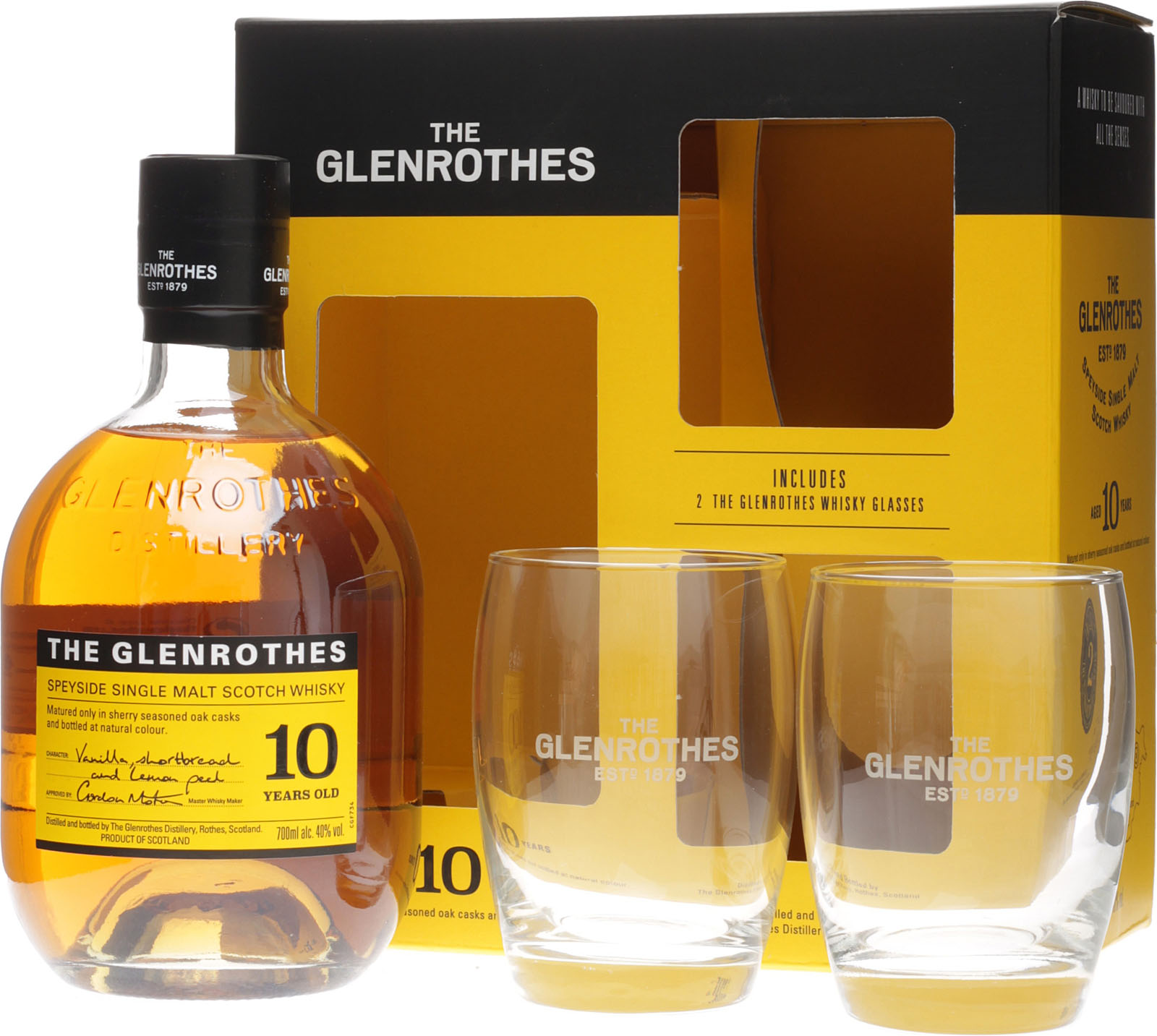 Glenrothes 10 Geschenkset mit 2 Gläsern 0,7 Liter 40 % Vol.